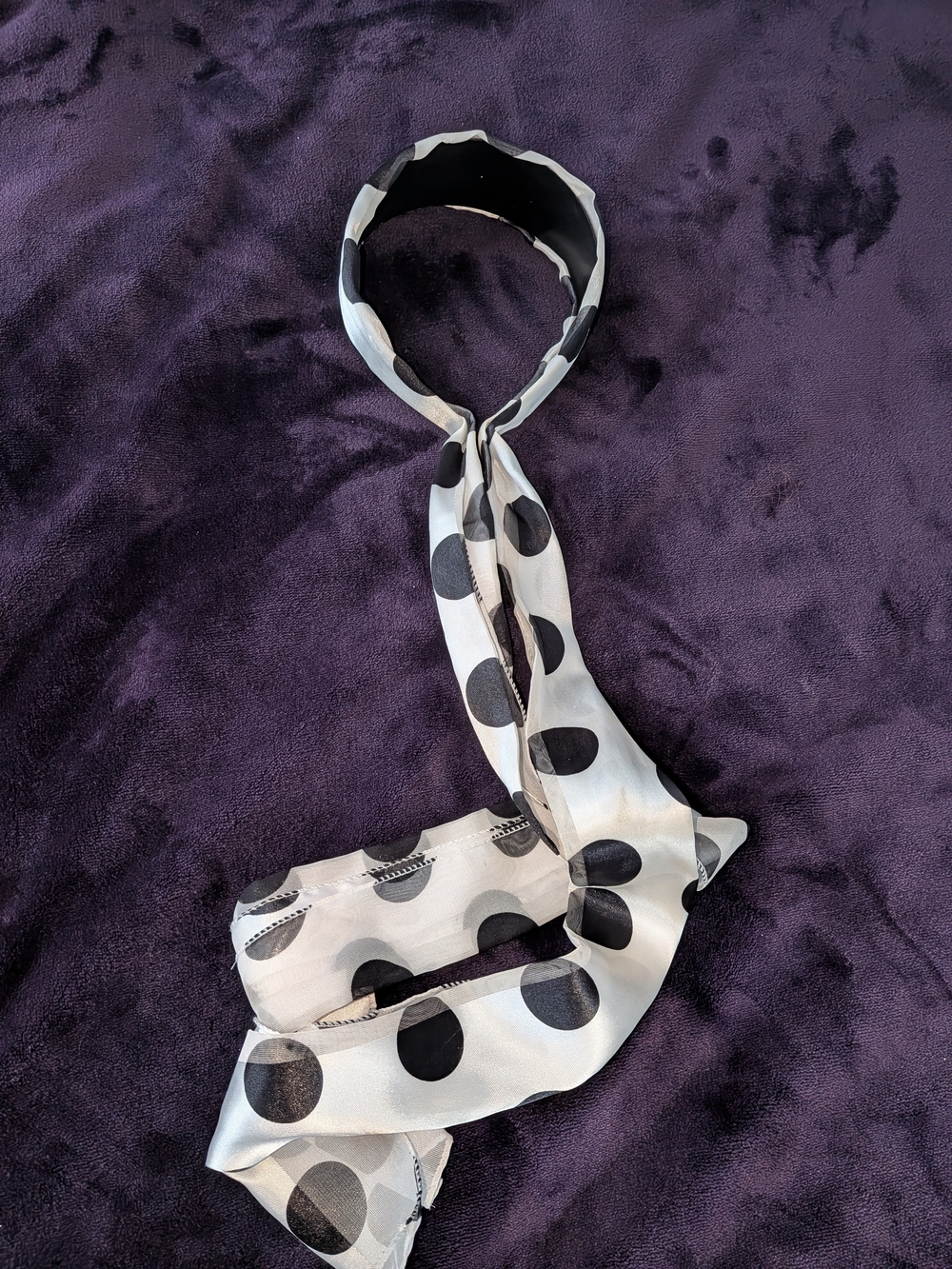 Black and White Polka Dot Hair Scarf Headband